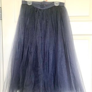 Purple Tulle Midi Skirt
